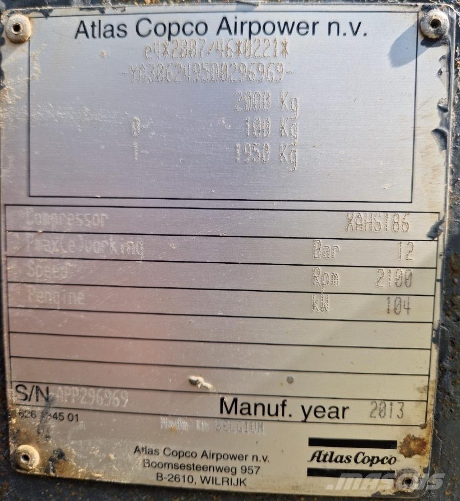 Atlas Copco XAHS 186 콤푸레샤