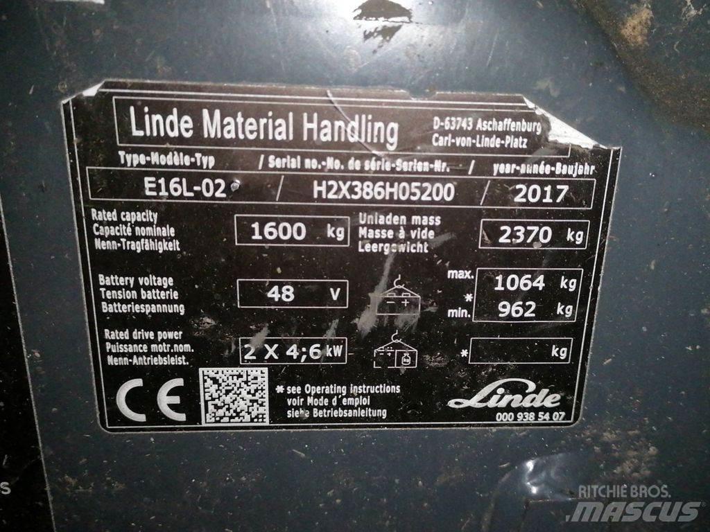 Linde E16L-02 전동 지게차