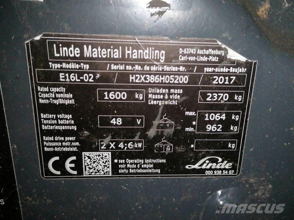 Linde E16L-02 전동 지게차