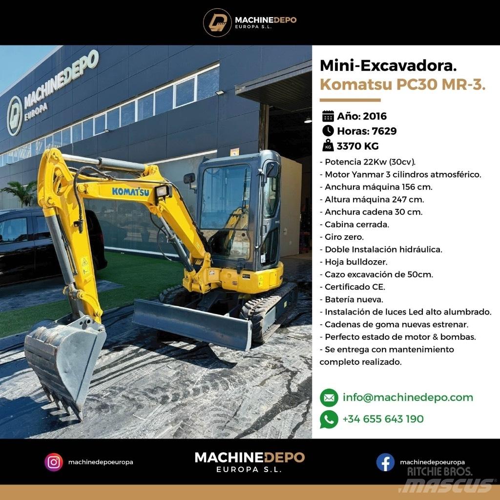 Komatsu PC 30 MR-3 소형 굴삭기 7톤 미만