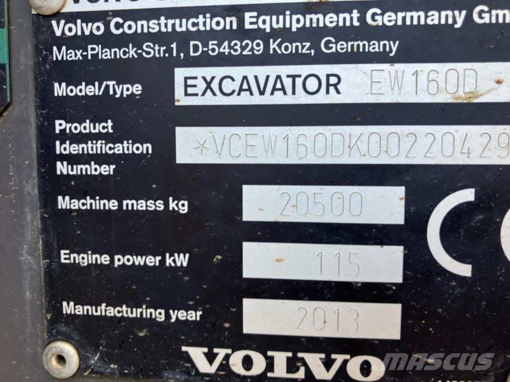 Volvo EW160D  휠 굴삭기
