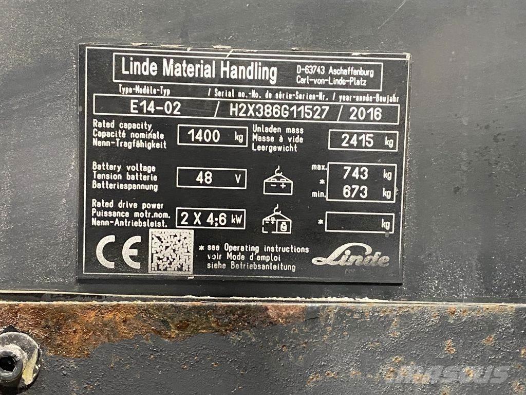Linde E14-02 전동 지게차