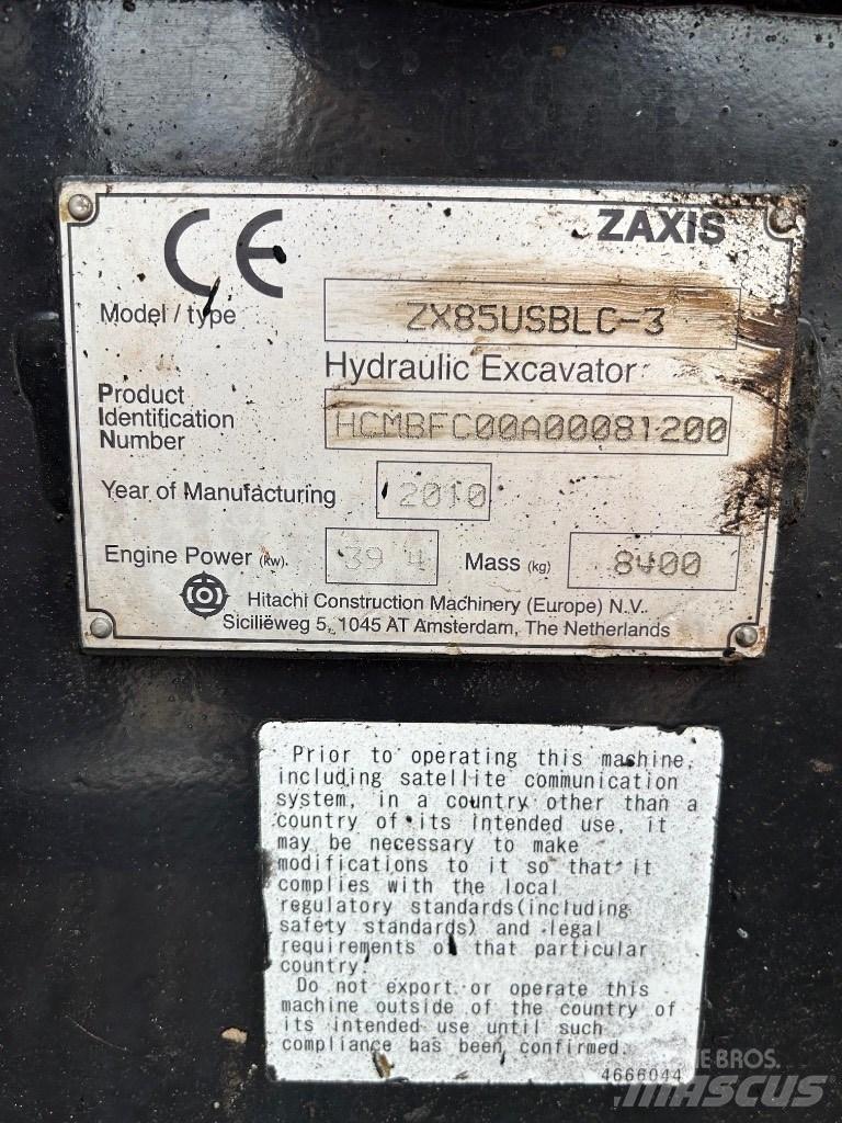 Hitachi Zaxis 85 USB 중형굴삭기 7톤-28톤