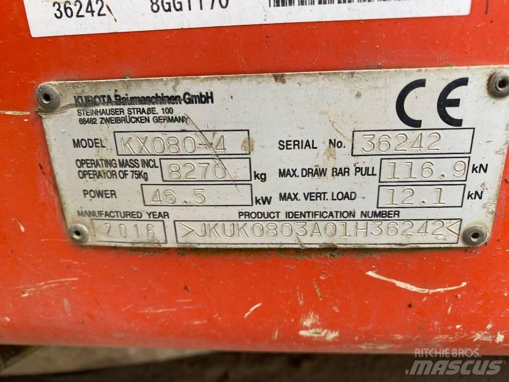 Kubota KX 080-4 중형굴삭기 7톤-28톤