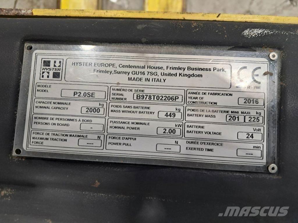 Hyster P2.OSE 로우 리프터(승강대 포함)