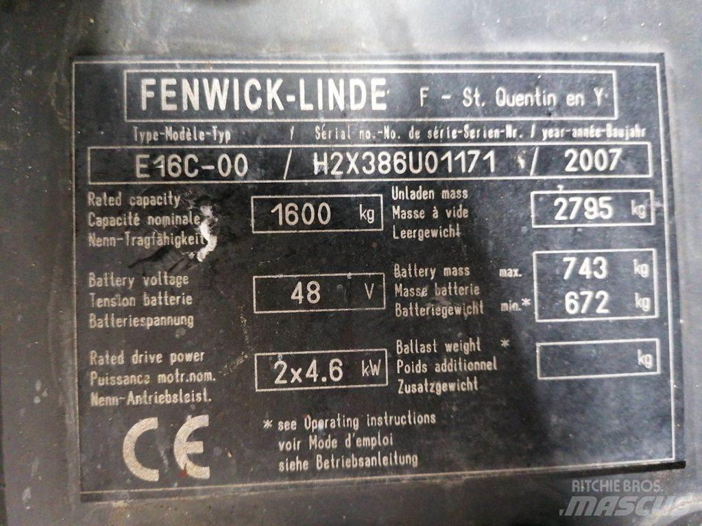 Linde E16C-00 전동 지게차