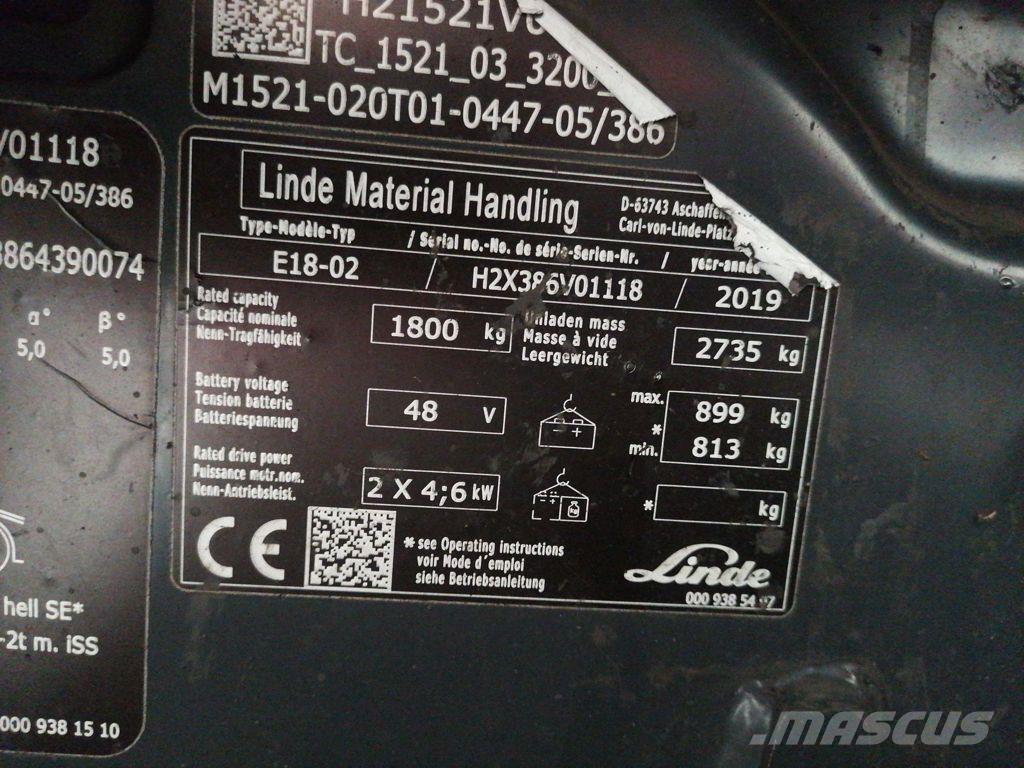 Linde E18-02 전동 지게차