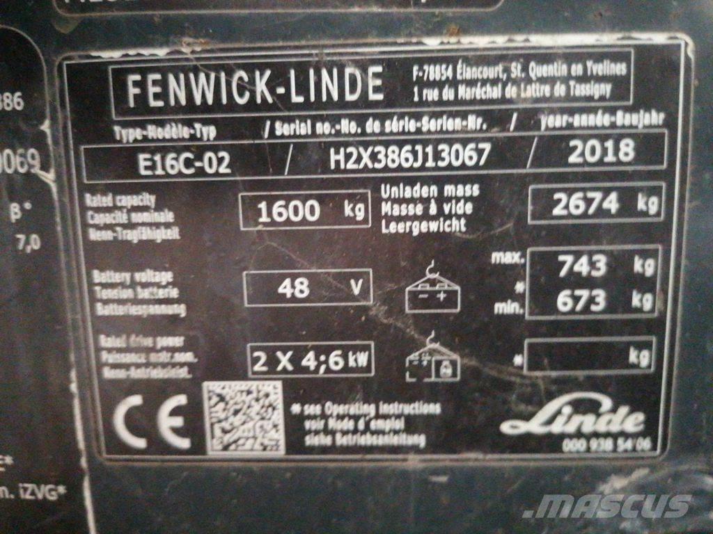 Linde E16C 전동 지게차