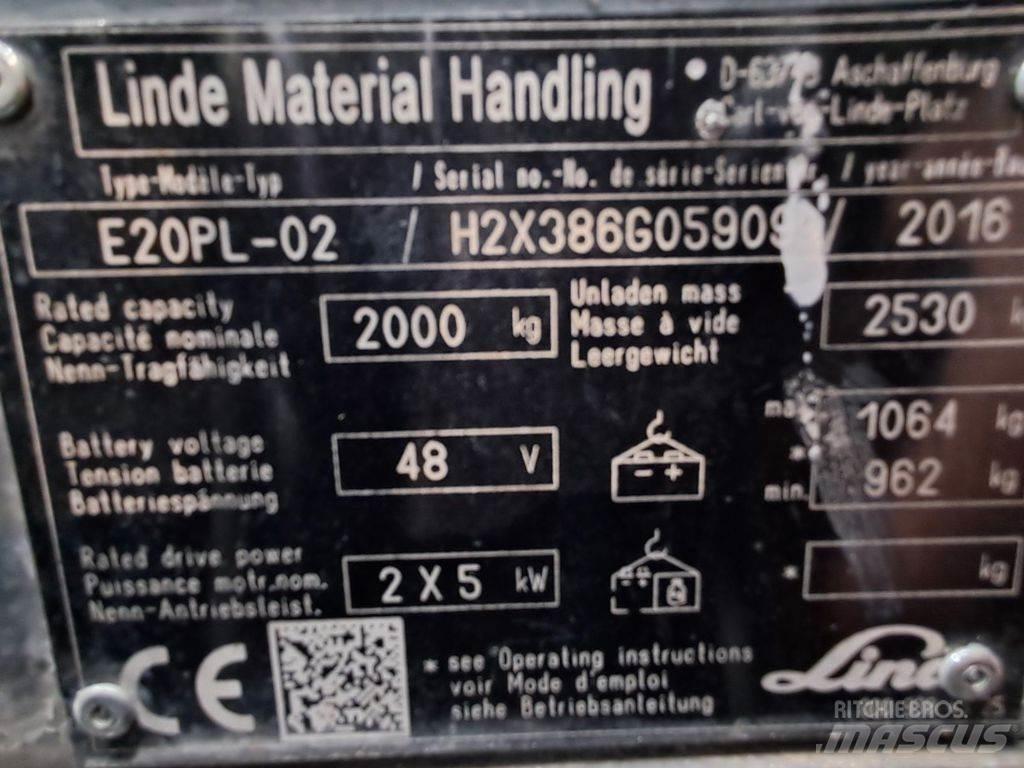Linde E20PL-02 전동 지게차
