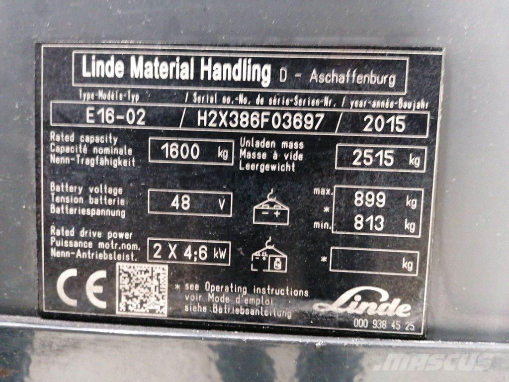 Linde E16-02 전동 지게차