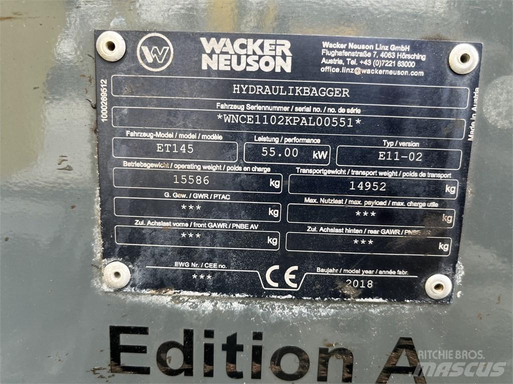 Wacker Neuson ET 145 대형 굴삭기 29톤 이상