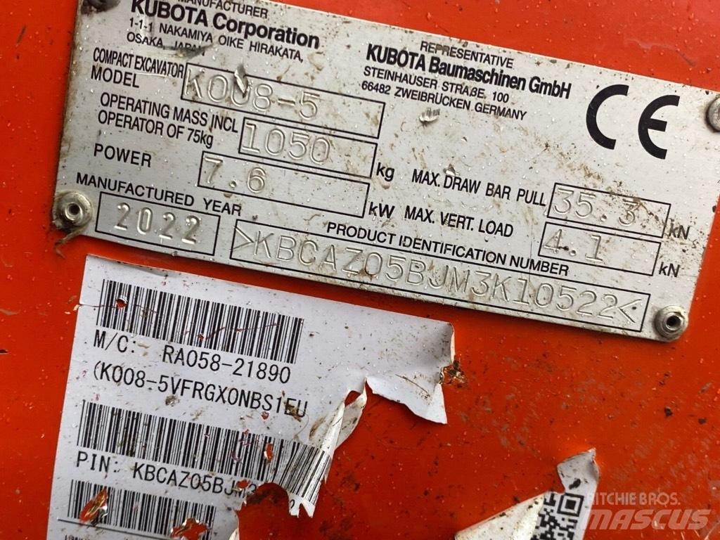 Kubota K008-5 소형 굴삭기 7톤 미만