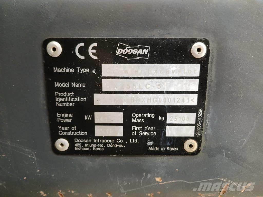 Doosan DX 255 LC 대형 굴삭기 29톤 이상