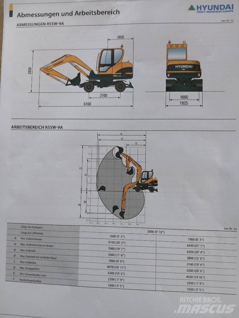 Hyundai 55W-9  휠 굴삭기