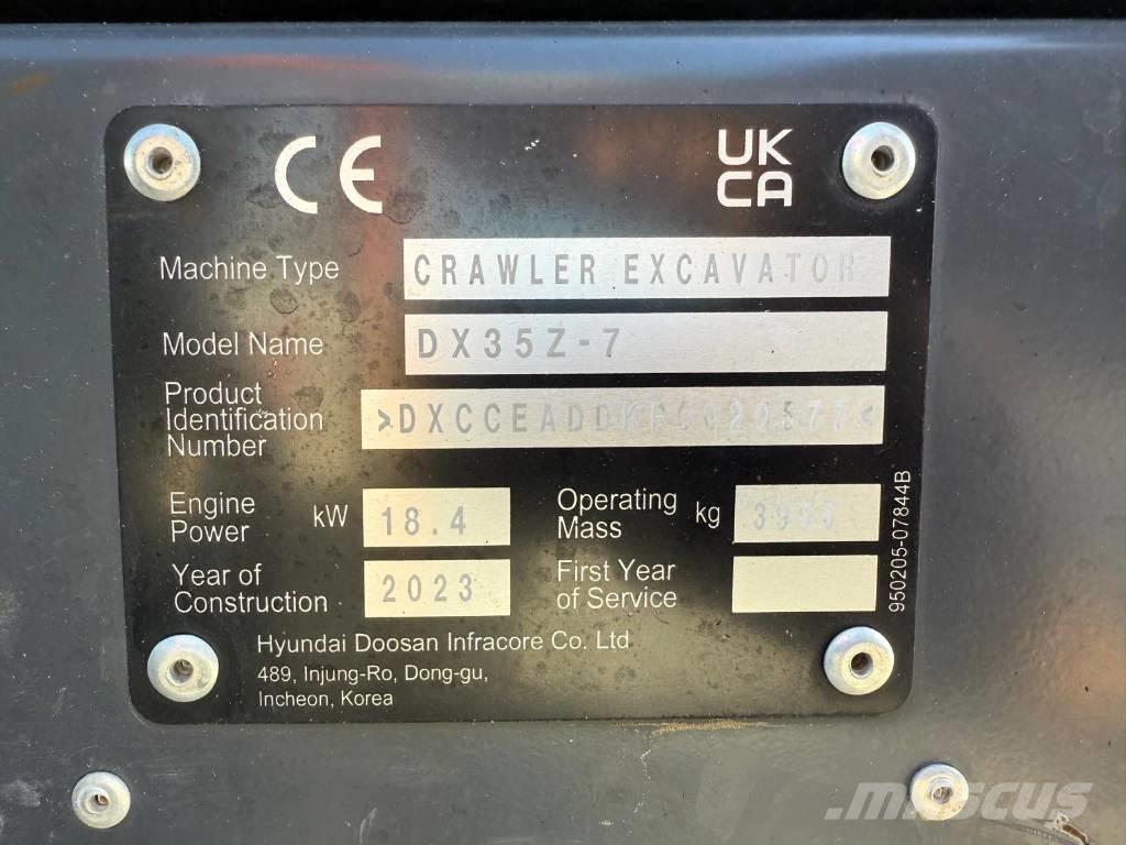 Develon DX 35 Z-7 소형 굴삭기 7톤 미만