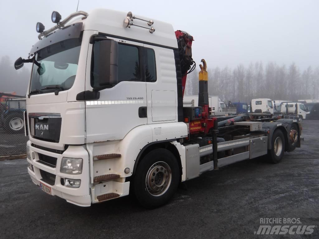 MAN TGS 26.480 6x2 훅 리프트 트럭