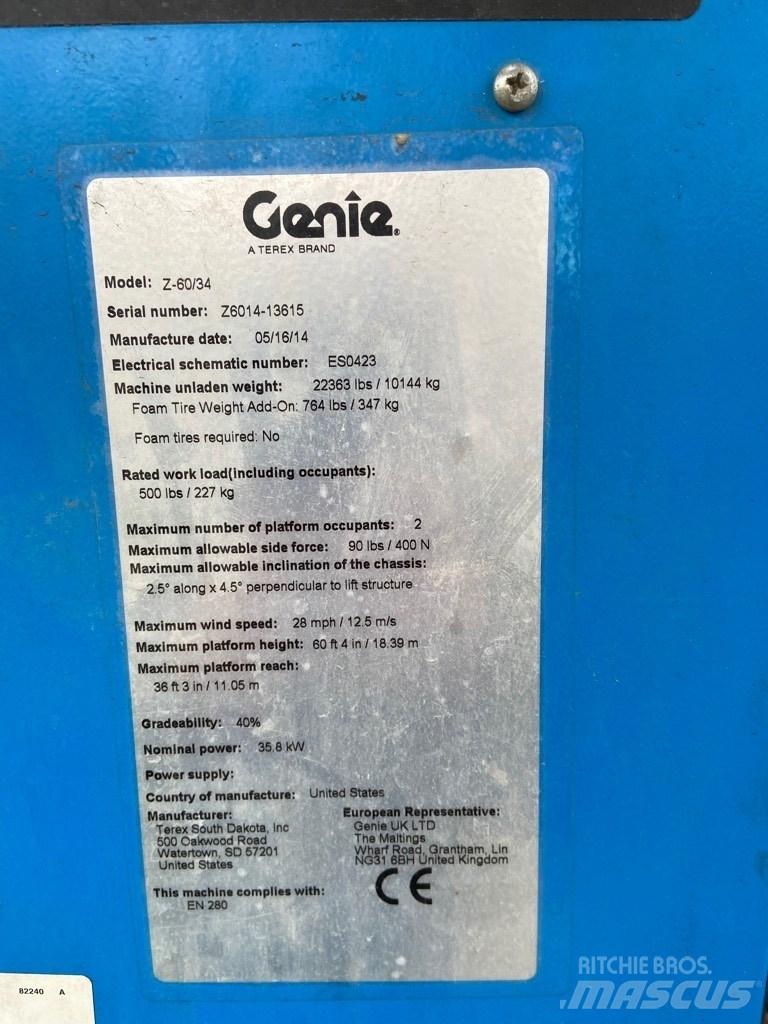 Genie Z 60/34 RT 관절형 전동이동 리프트