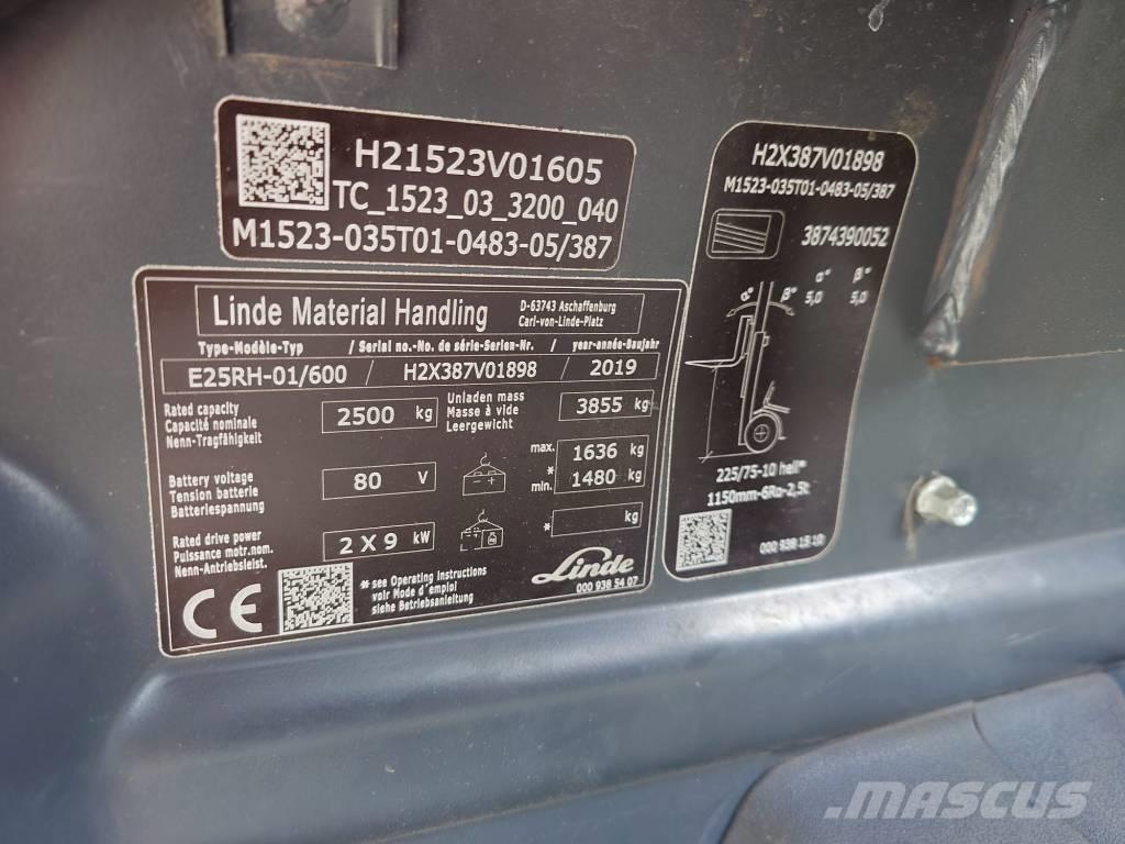 Linde E25/600RH/387 전동 지게차