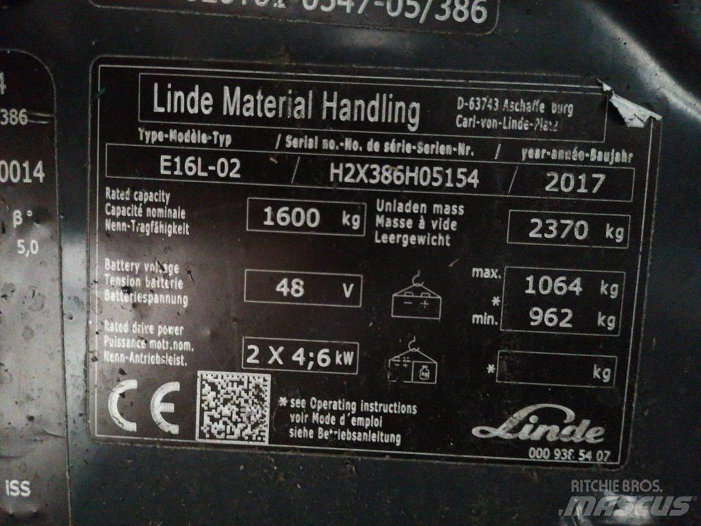 Linde E16L-02 전동 지게차