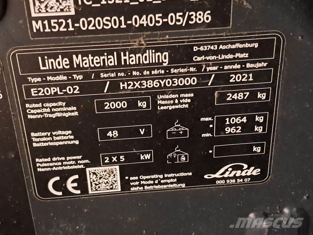 Linde E20PL-02 전동 지게차