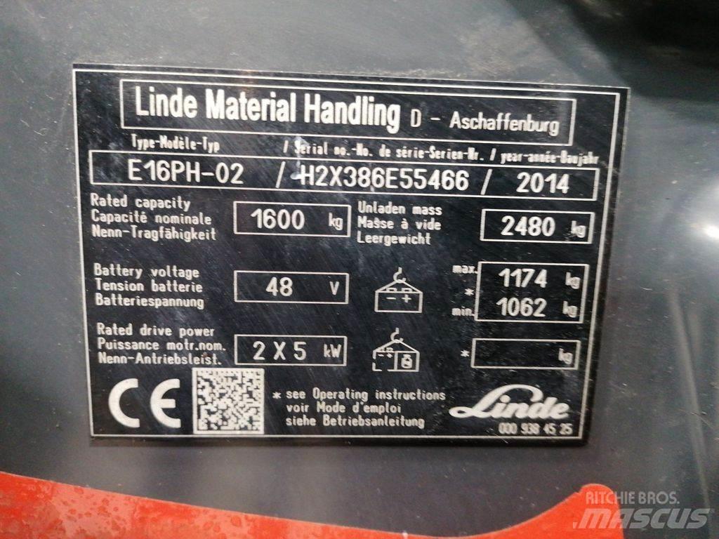 Linde E16PH-02 전동 지게차