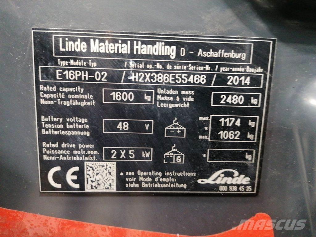 Linde E16PH-02 전동 지게차