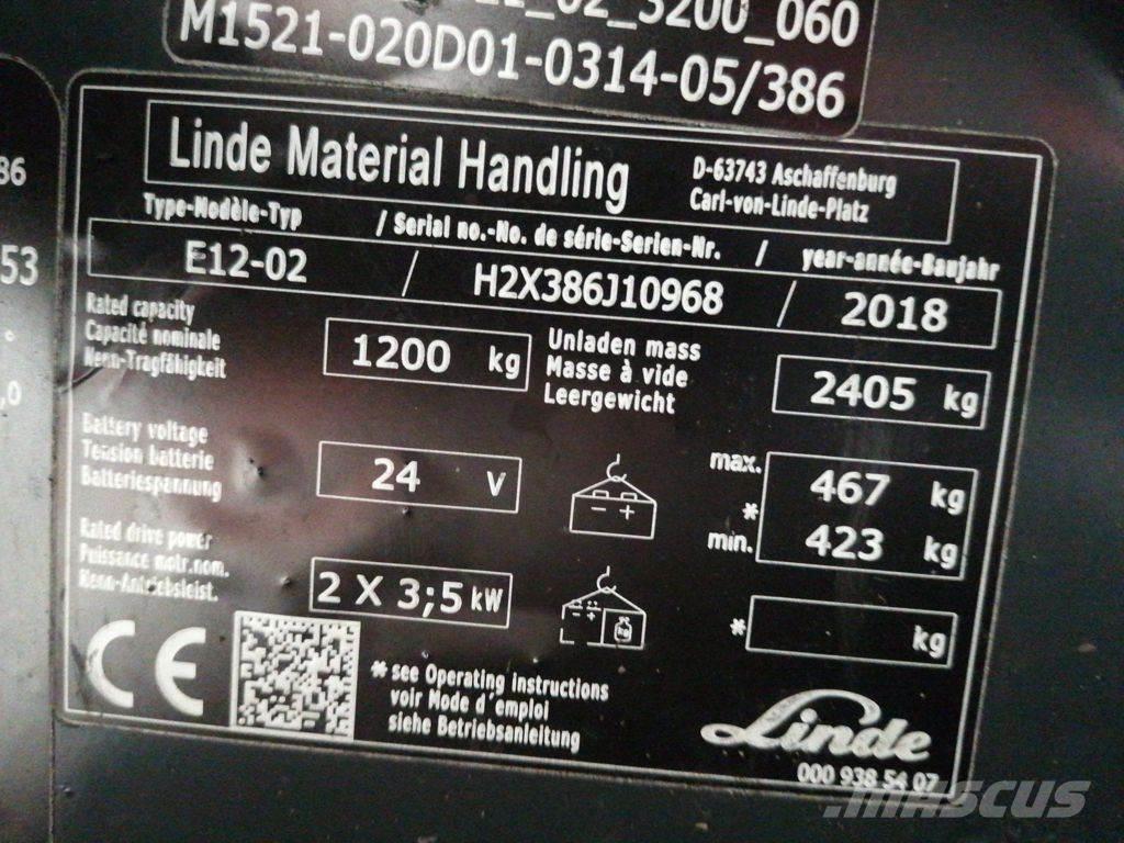 Linde E12-02 전동 지게차
