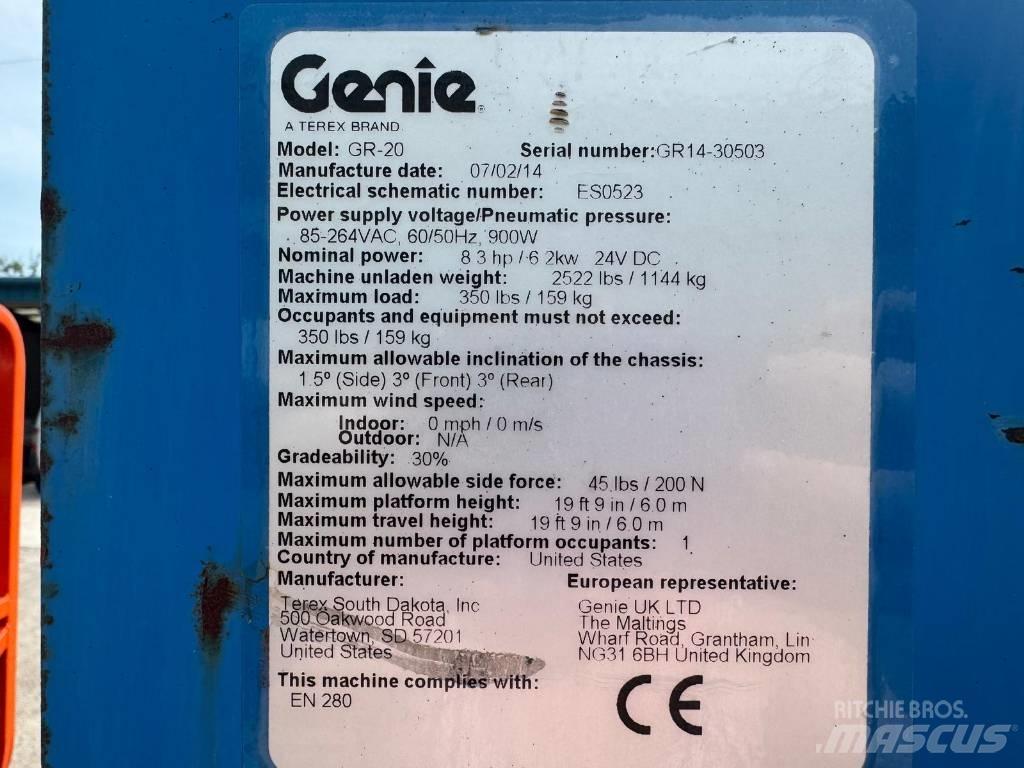 Genie GR 20 인원/화물 앨리베이터