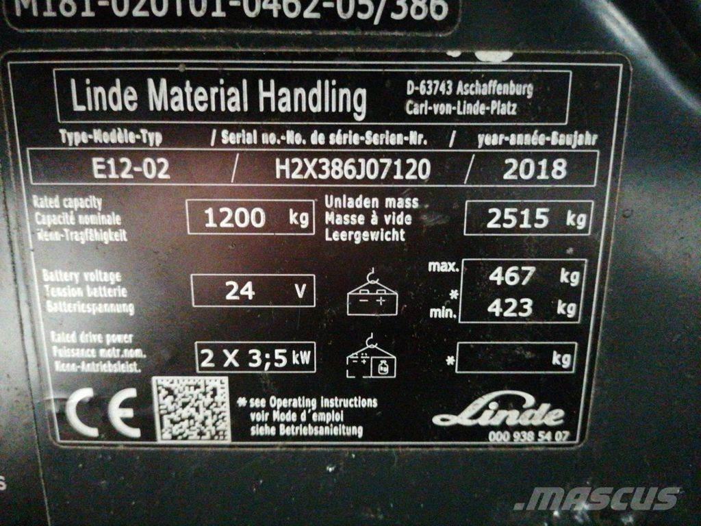 Linde E12-02 전동 지게차