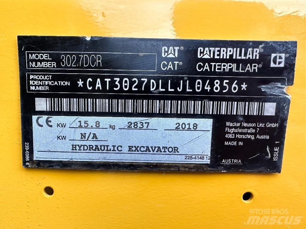 CAT 302.7 D CR 소형 굴삭기 7톤 미만
