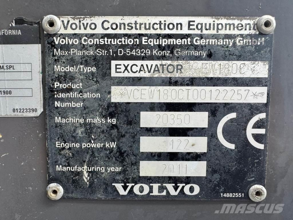 Volvo EW180C  휠 굴삭기