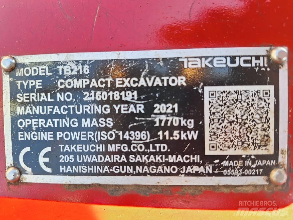 Takeuchi TB 216 소형 굴삭기 7톤 미만