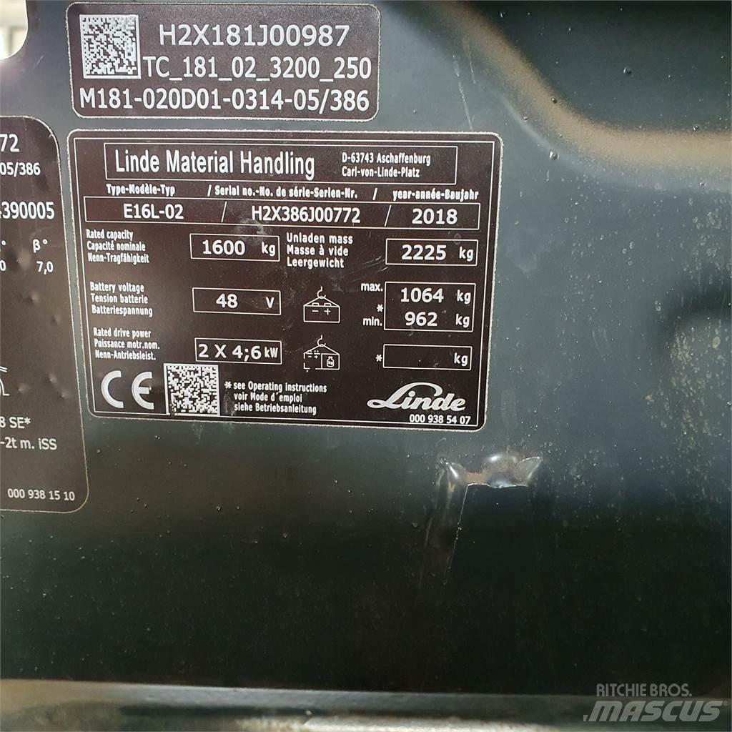 Linde E16L 전동 지게차