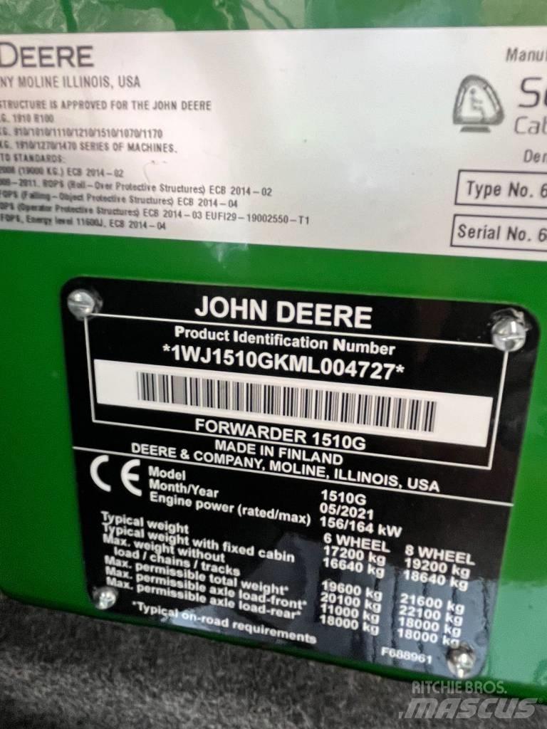 John Deere 1510 G 원목 포워더