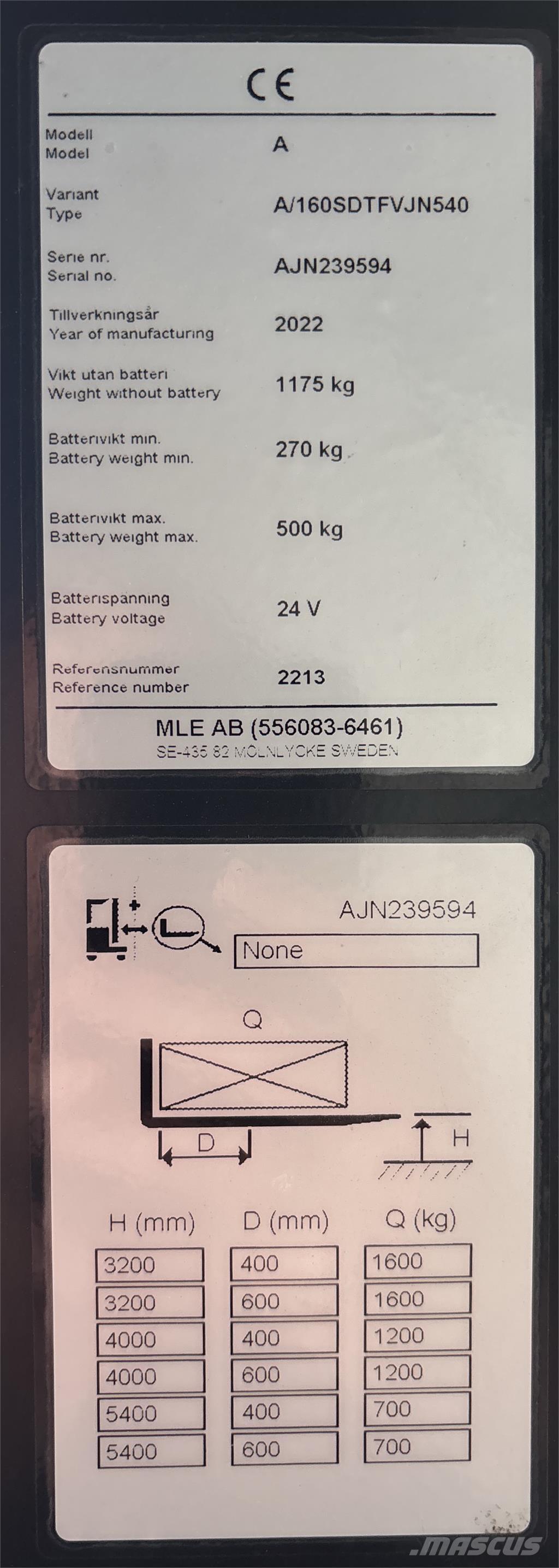 Atlet A160 보행식 리치 지게차