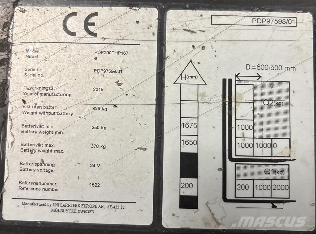 Atlet PDP200 보행식 리치 지게차