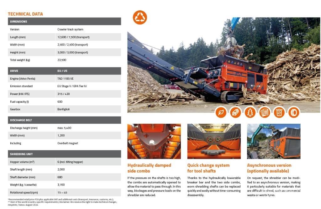 Arjes Eurec S-850 폐기물 분쇄기
