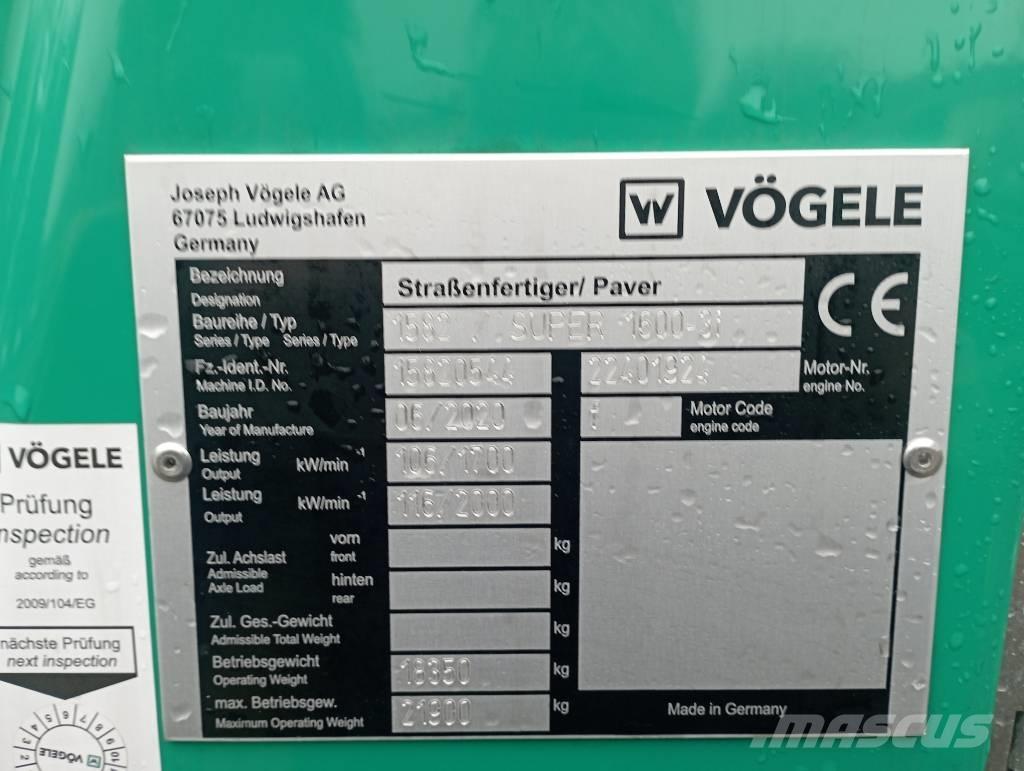 Vögele Super 1600-3i 아스팔트 포장장비