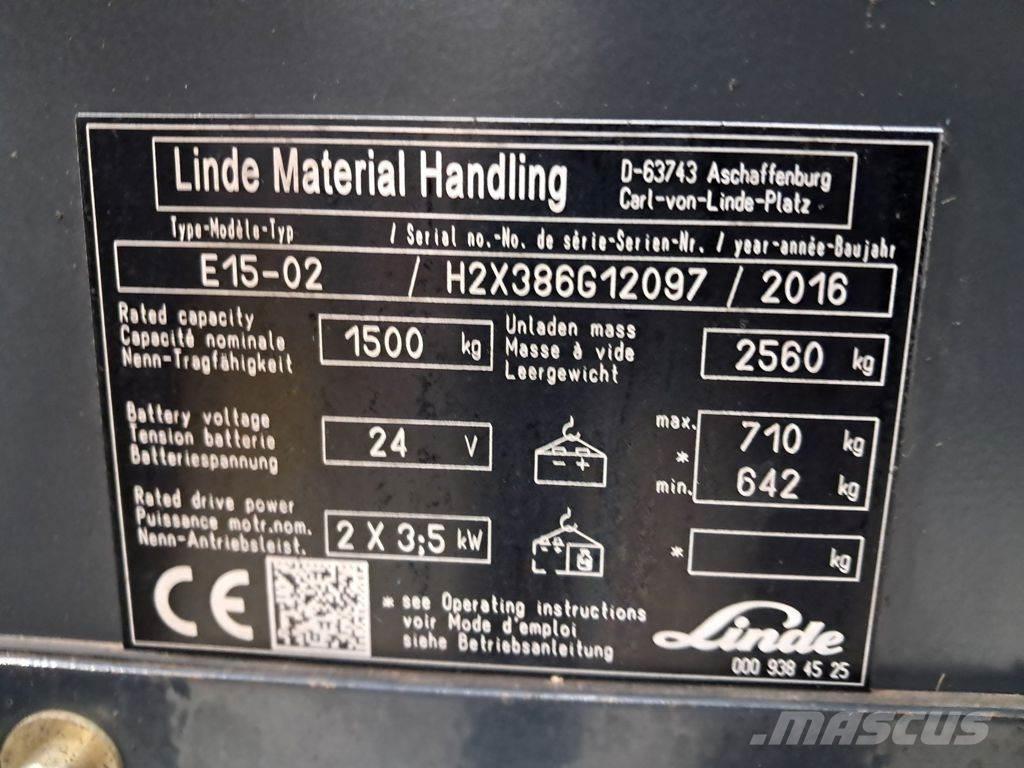Linde E15-02 전동 지게차