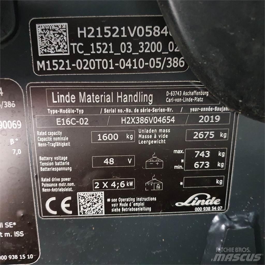Linde E16C 전동 지게차
