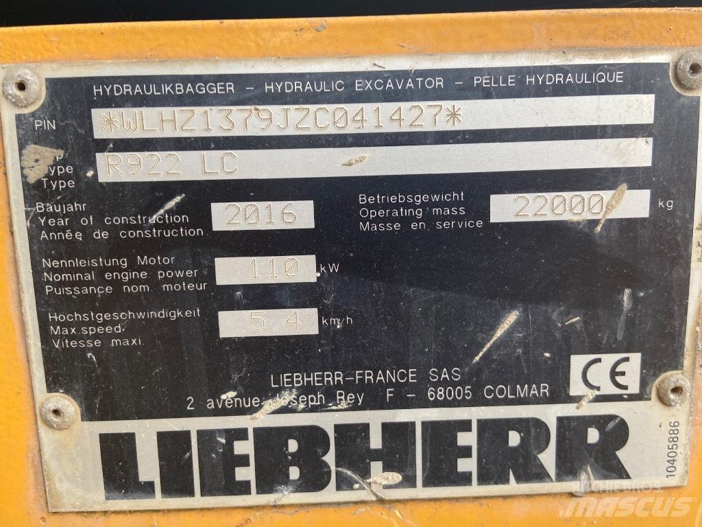 Liebherr R 922LC 대형 굴삭기 29톤 이상