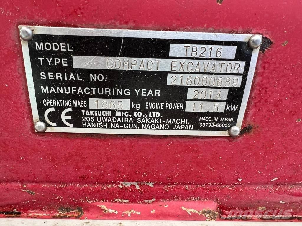 Takeuchi TB 216 소형 굴삭기 7톤 미만