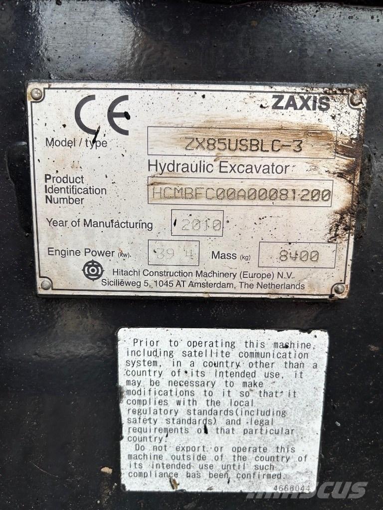 Hitachi Zaxis 85 USB 중형굴삭기 7톤-28톤