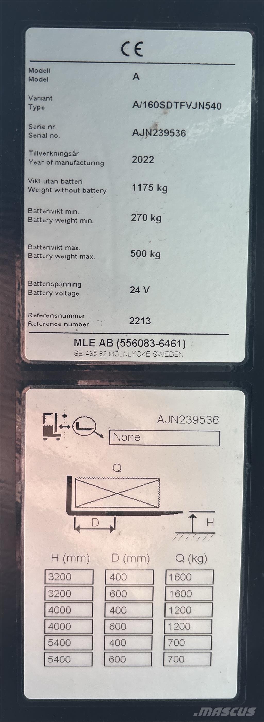 Atlet A160 보행식 리치 지게차