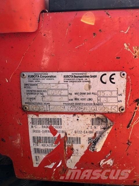Kubota K 008-5 소형 굴삭기 7톤 미만
