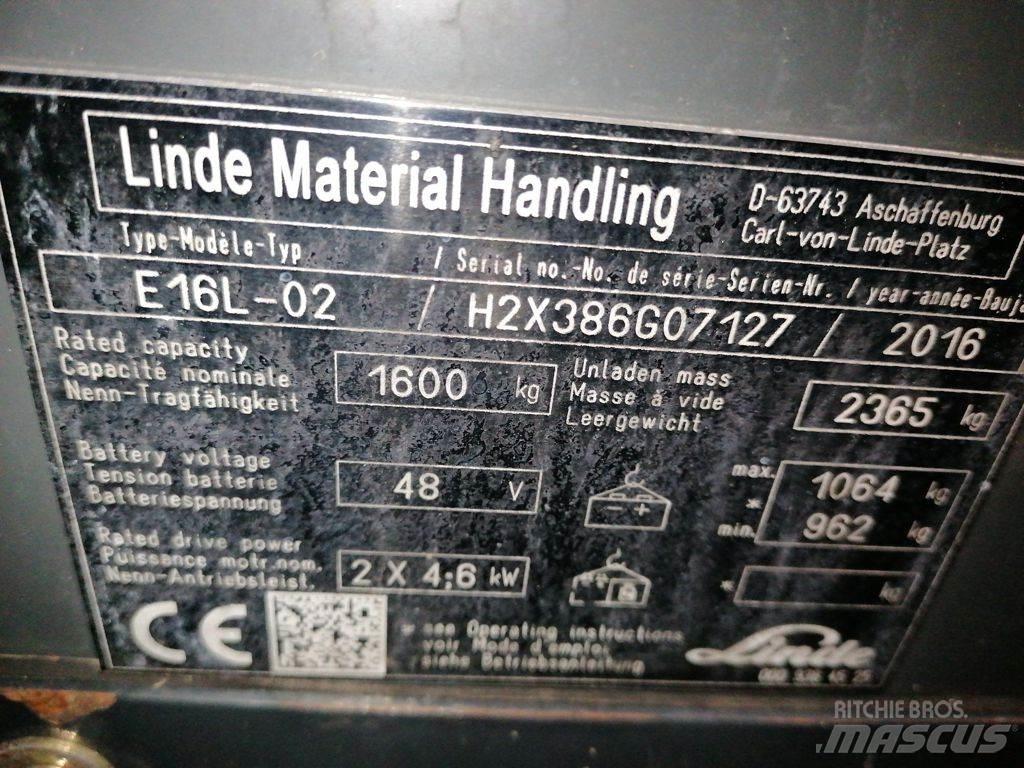 Linde E16L-02 전동 지게차