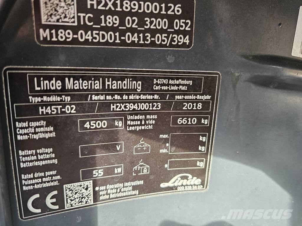 Linde H45T-02 LPG 지게차