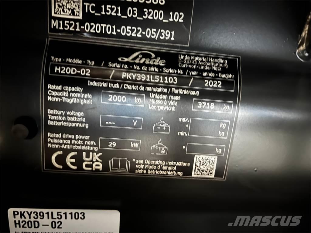 Linde H20D 디젤 지게차