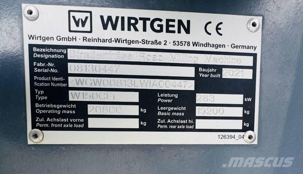 Wirtgen W 150 CFi 아스팔트 콜드 밀링 기계