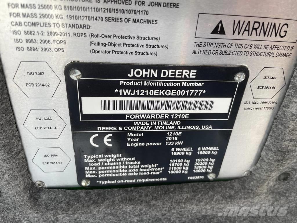 John Deere 1210 E 원목 포워더